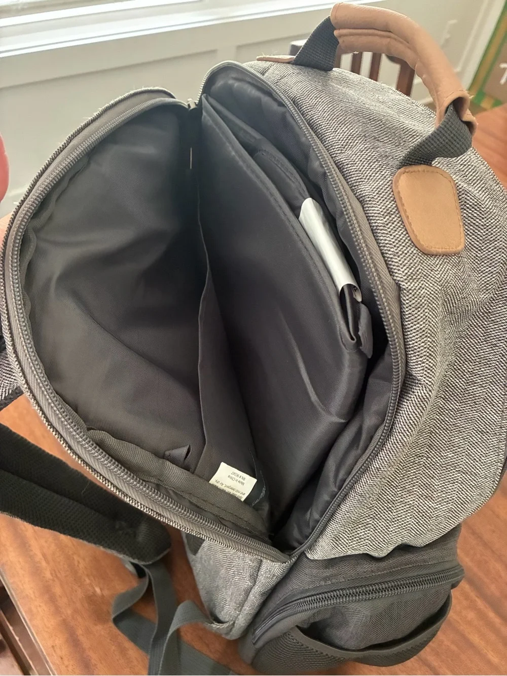 Eddie Bauer Gray and Tan Diaper Backpack
